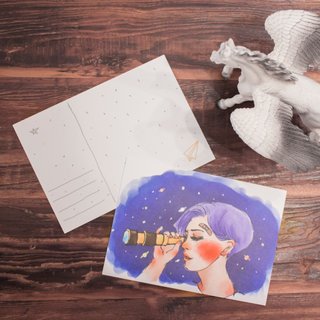 Telescope Girl Postcard