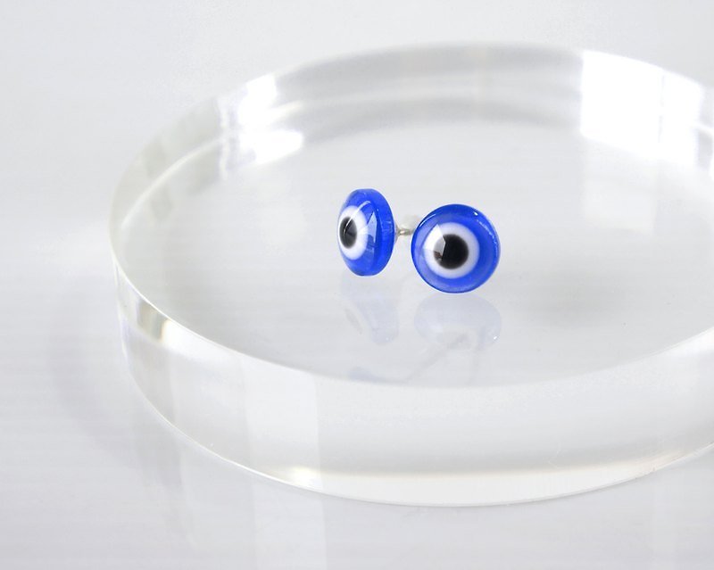 土耳其邪眼耳針式耳環，藍眼的魅力耳環 - 耳環/耳夾 - 塑膠 藍色