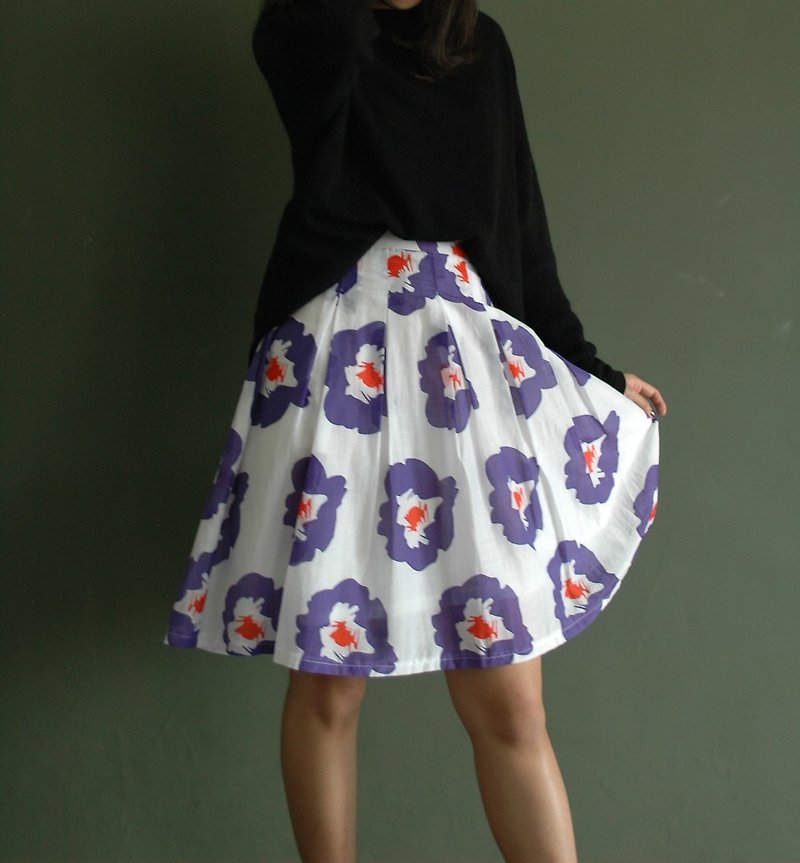 Marimekko style thin purple silk skirt off (only s code, waist 25) - Skirts - Paper 