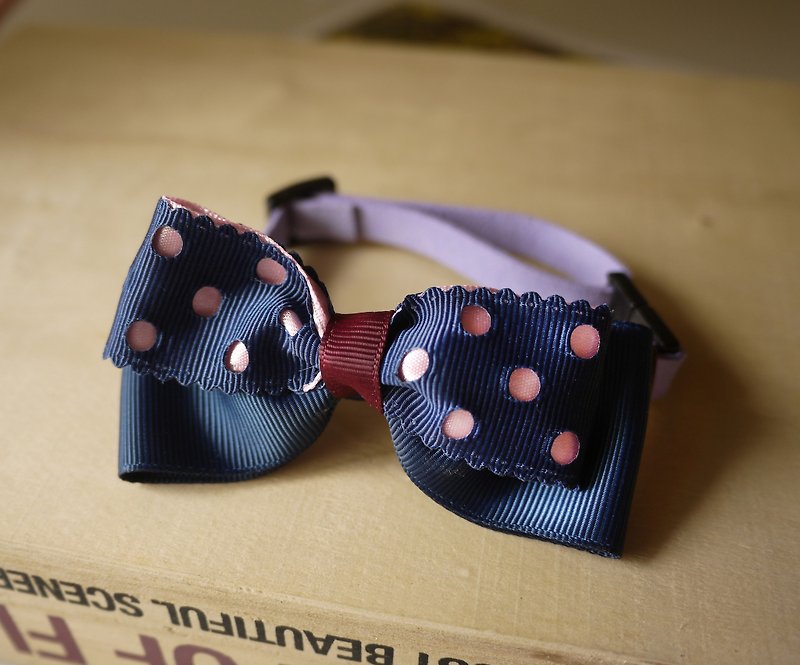 Safety Pet Collar x Dark Blue Waters Cats and Dogs/Neckbands/Bow Ties/Tweet ♥Cherry Pudding♥ - Collars & Leashes - Cotton & Hemp Blue