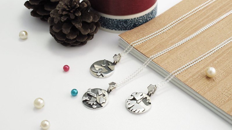 ART64 handmade design silverware ~ happy Christmas night ~ abstract Christmas necklace Christmas gift - สร้อยคอ - เงินแท้ สีเงิน
