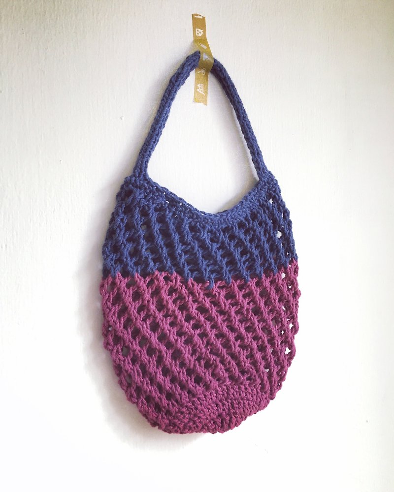 Woven mesh kettle bag (dark blue * purple) - Beverage Holders & Bags - Cotton & Hemp 