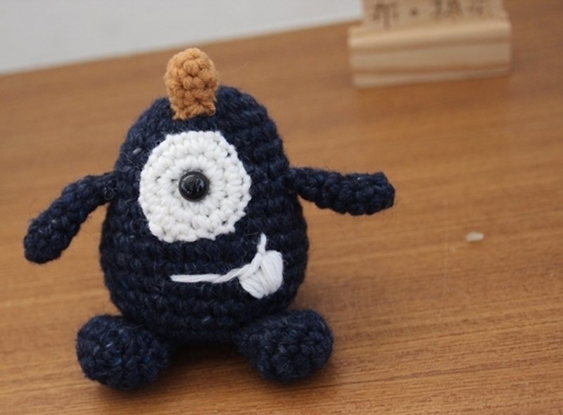 Amigurumi crochet doll: Little Cute Monster, Deep blue monster, One eye - Kids' Toys - Other Materials Blue
