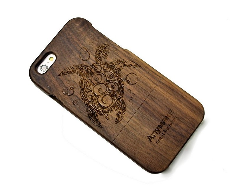 Customized pure wood iPhone mobile phone shell, made of solid wood, Samsung Samsung Phone Case, iPhone 6s / 6s plus / 6 / 6plus / 5s / 5 / 5c / 4 / 4s mobile phone shell, Samsung Samsung galaxy S6 / Note4 / Note3 / S5 / S4 phone shell, creative gifts, turt - Phone Cases - Wood 