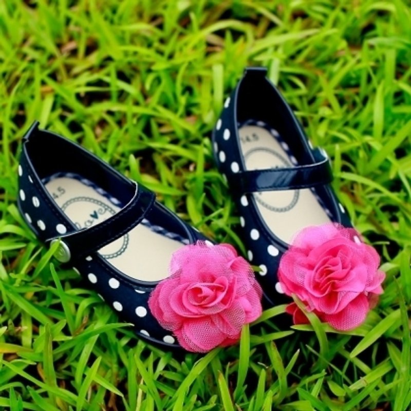 14号ミアプリティピンクの花の人形の靴（ゼロ・コードスペシャル、唯一のリターンを受け入れます） - キッズシューズ - コットン・麻 ブルー