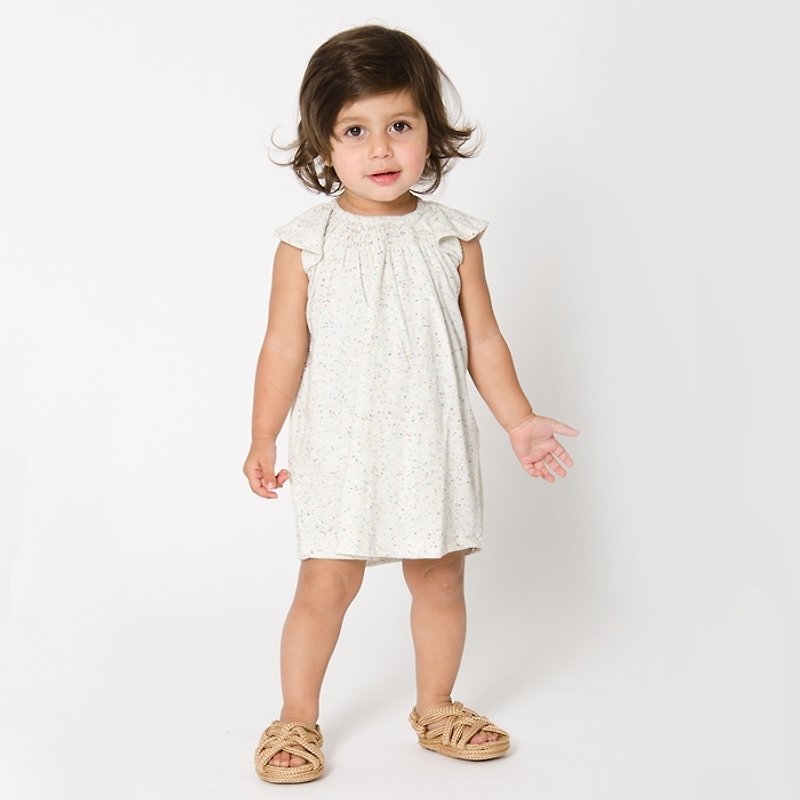 [Nordic children's clothing] Organic cotton comfortable and breathable girl dress dress for newborns to 3 years old off-white - ชุดเด็ก - ผ้าฝ้าย/ผ้าลินิน ขาว