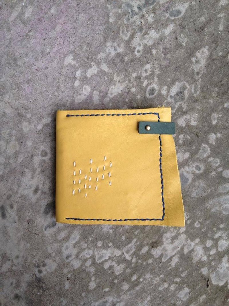 Sew saffron vegetable tanned leather wallet _ - Wallets - Genuine Leather Yellow
