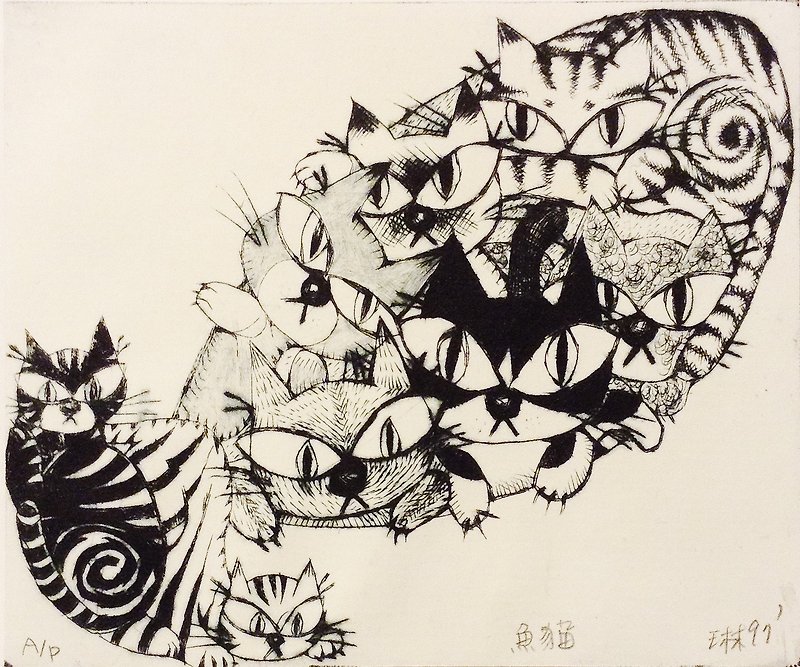 Mini Original prints - Fish Cat / Huang Wenlin - Posters - Paper White