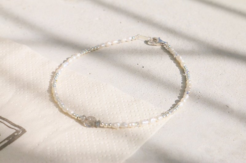 Spectrum stone pearl bracelet (0734) today - สร้อยข้อมือ - เครื่องเพชรพลอย ขาว