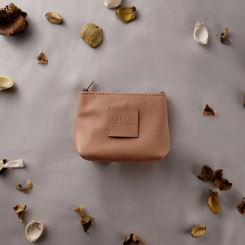Zipper purse. Tea color / leather / RRENAE Leatherware - Coin Purses - Genuine Leather Khaki