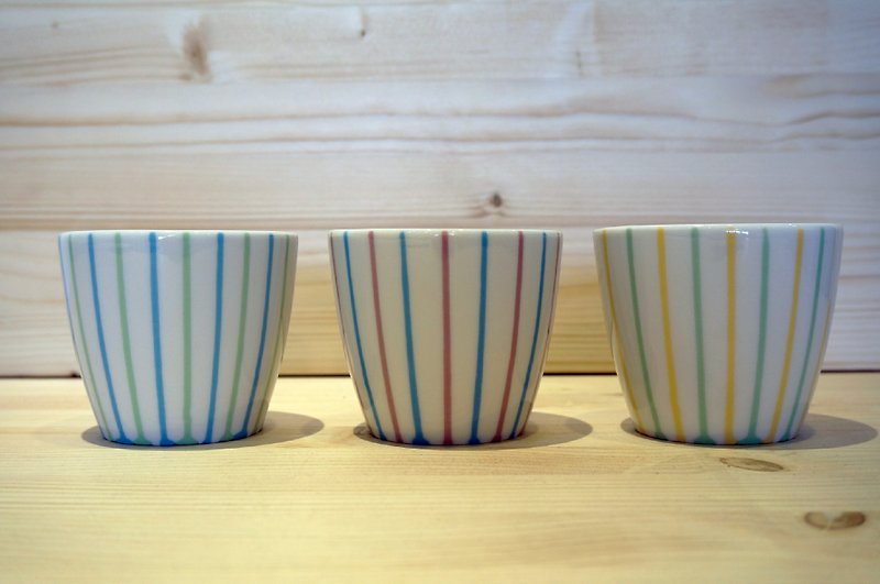 LINE series two-color handleless cup - Teapots & Teacups - Porcelain Multicolor