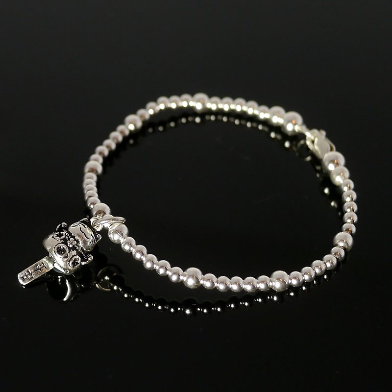 [Bell] Lucky Cat _ ColorDay dual 925 sterling silver bracelet / bracelet - สร้อยข้อมือ - โลหะ สีเทา