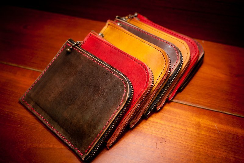 Dreamstation 皮革鞄研所，歐洲植鞣革簡易短皮夾，零錢包，名片夾!純手工染製作!牛皮 真皮 - Wallets - Genuine Leather 