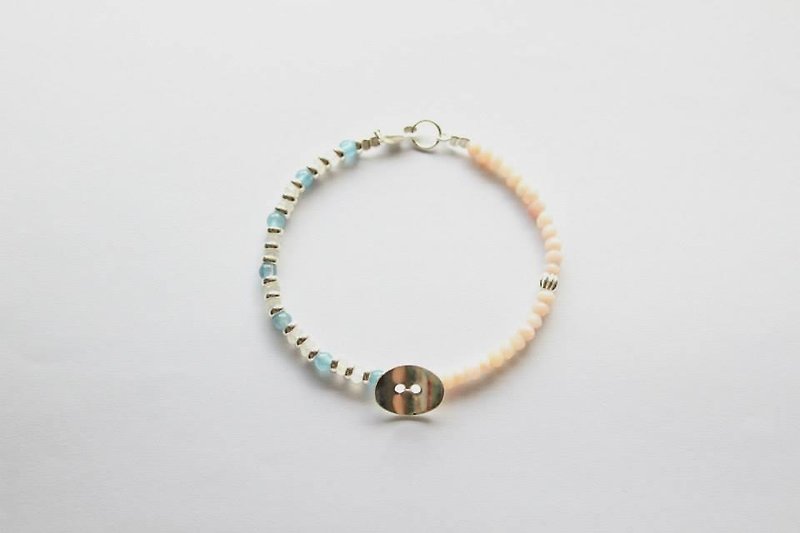 Journal sterling silver natural stone bracelet bracelet /// Button doll /// Halloween - Bracelets - Gemstone Multicolor
