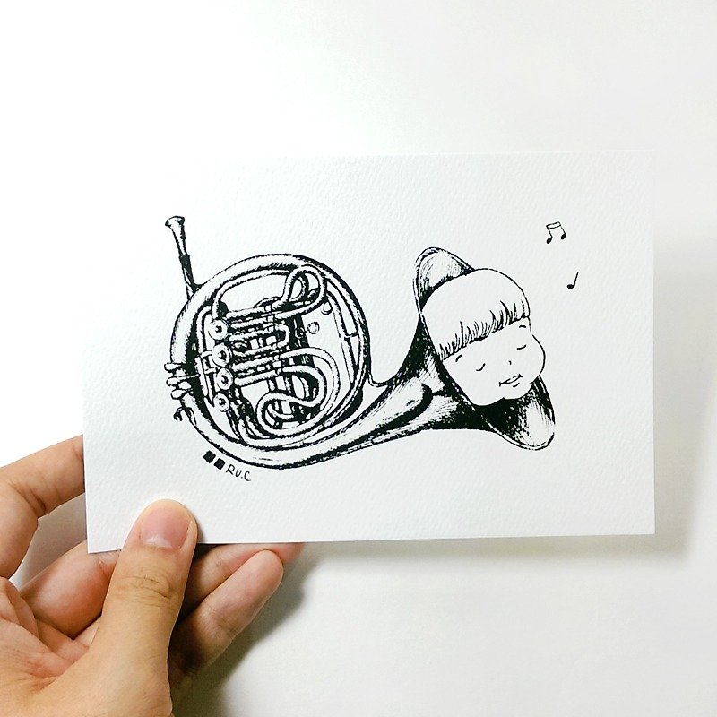 Postcard ★ Little Fat Mui (Horn) - Cards & Postcards - Paper White