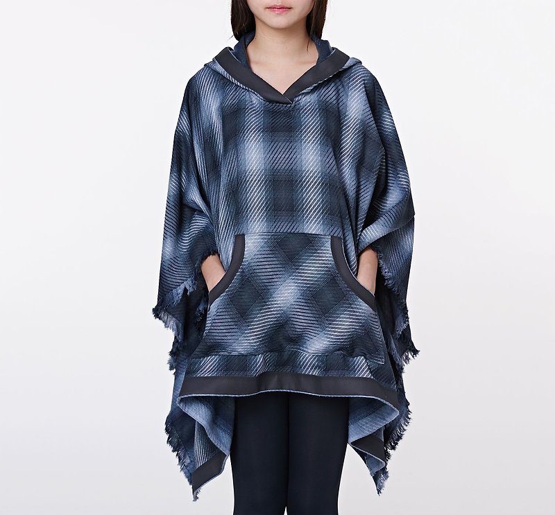 Checked inner bristles handmade cloak gray grid - Women's Casual & Functional Jackets - Other Materials Gray