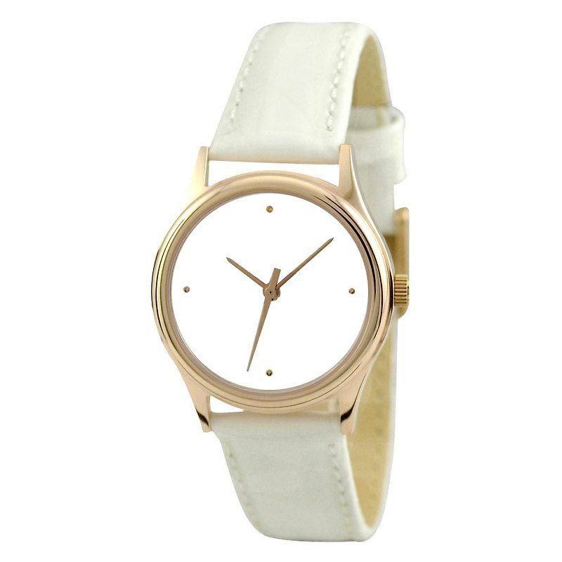 Ladies Simple Watch (Rose Gold / White) - 腕時計 ユニセックス - 金属 カーキ