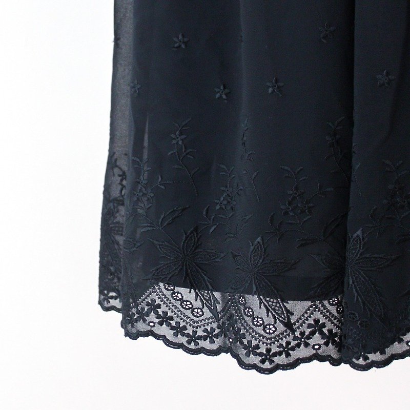 [RE0522D279] Japanese elegance to adjust black lace collar loose sleeveless skirt vintage dress - One Piece Dresses - Other Materials Black