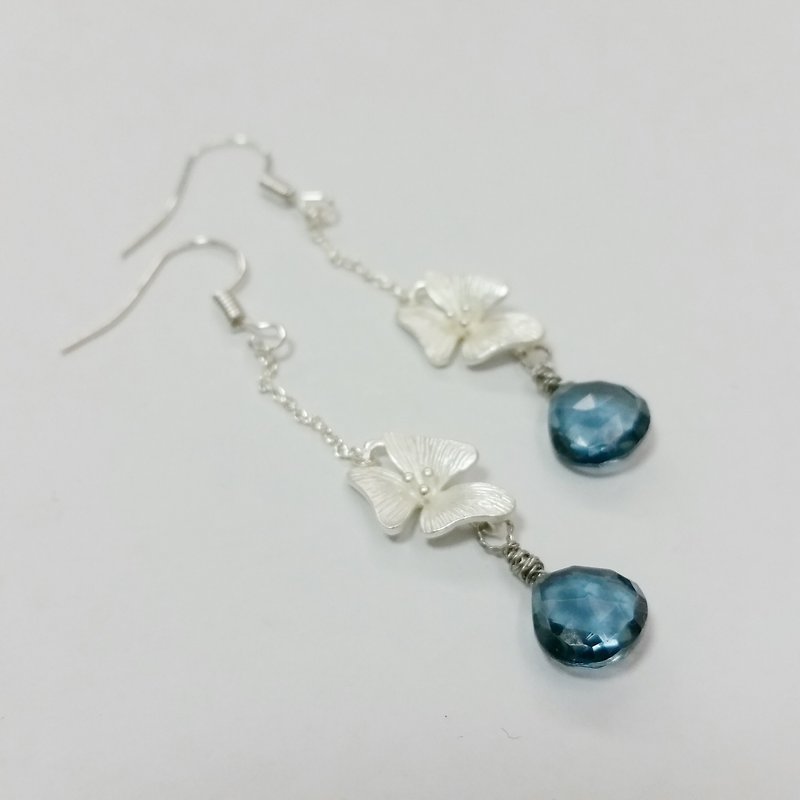Stone Silver plated earrings - ต่างหู - เครื่องเพชรพลอย สีน้ำเงิน
