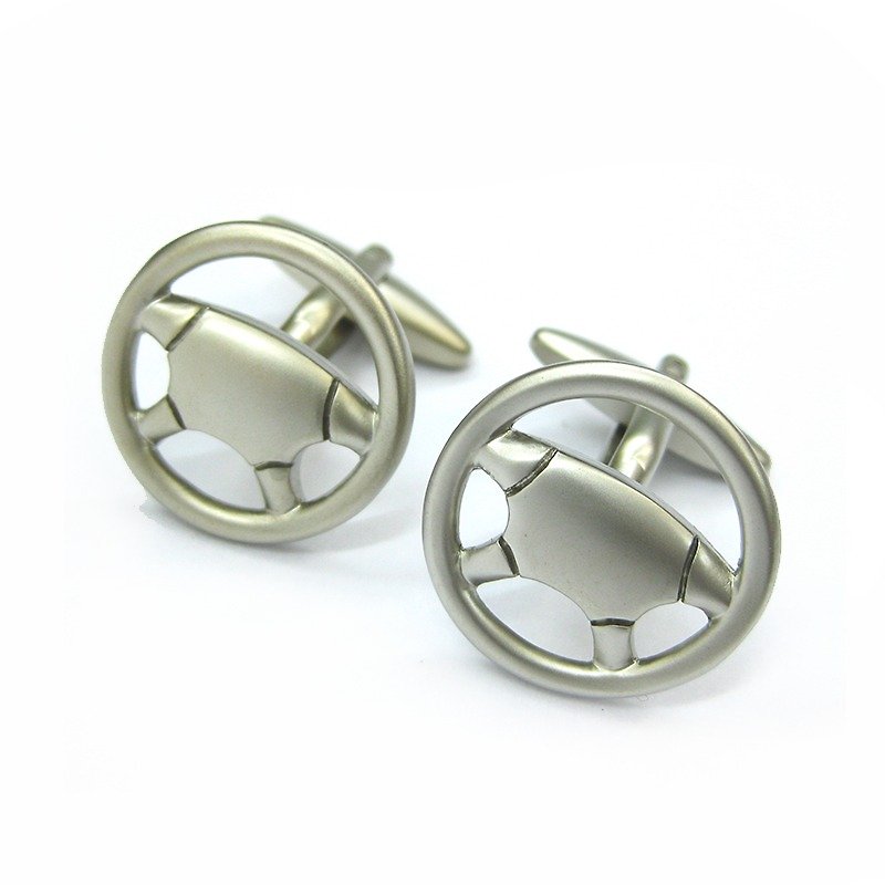 Streeing wheel Cufflink - Cuff Links - Other Metals Silver