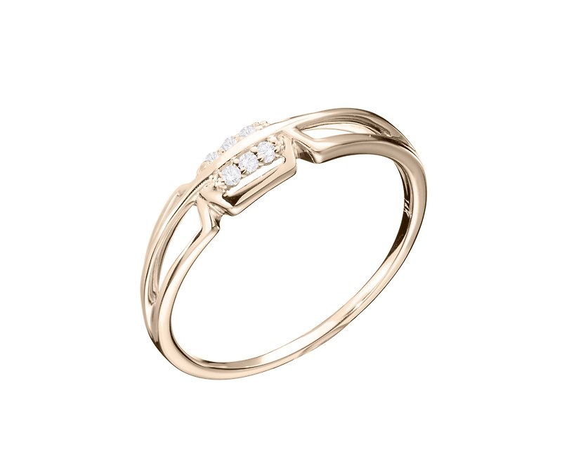 Gold Engagement Ring, Yellow Gold Diamond Wedding Band, 14k Gold Promise Ring - แหวนทั่วไป - เพชร สีทอง
