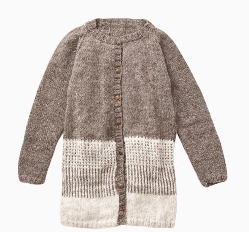 地球樹fair trade-「手編羊毛系列」- 手編織羊毛條紋外套(淺棕色)只有一件 - 外套/大衣 - 羊毛 