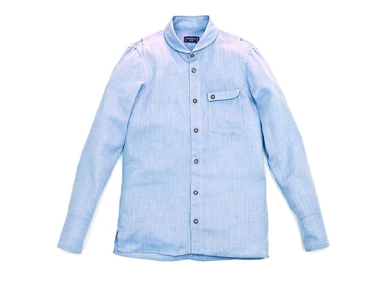Vance character pattern Oxford shirt - Men's Shirts - Cotton & Hemp Blue