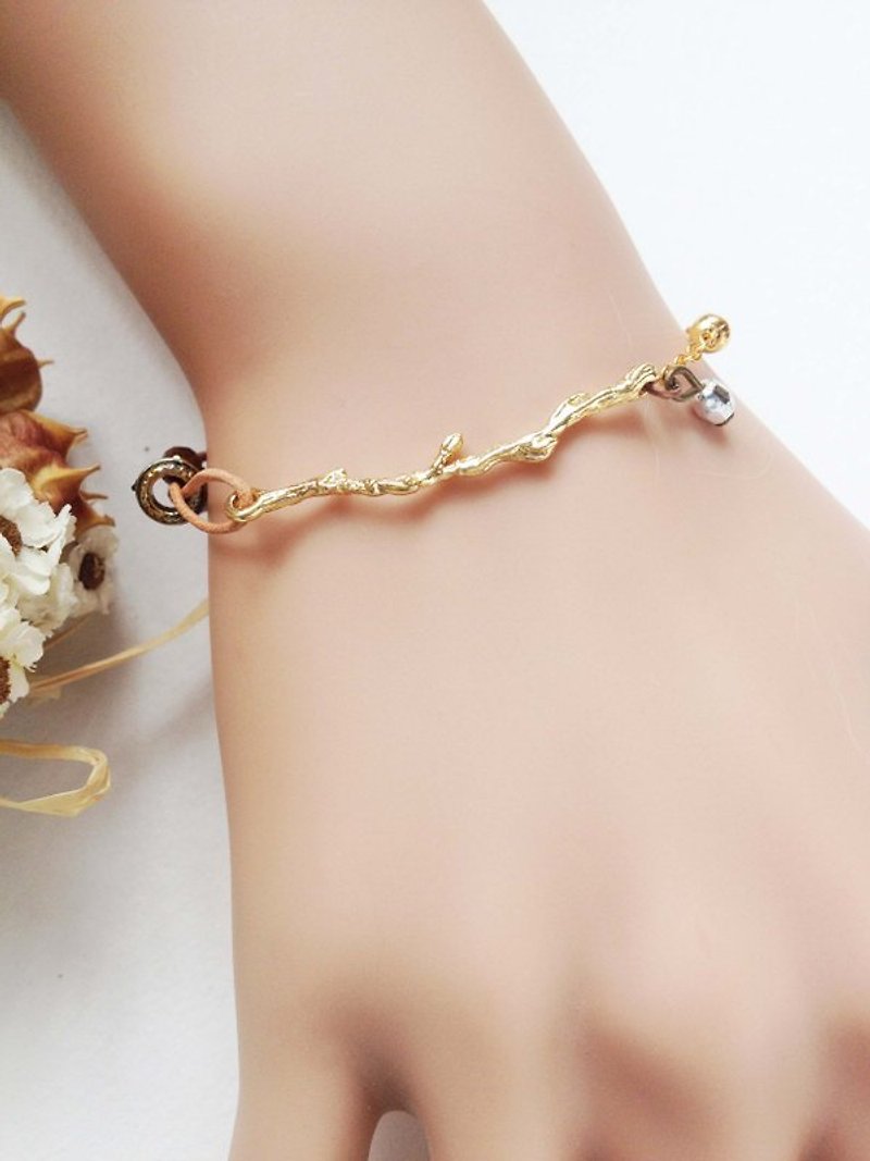 ﹉karbitrary﹉ ▲ 金枝雙系真皮手環手鋉 - Bracelets - Genuine Leather Gold