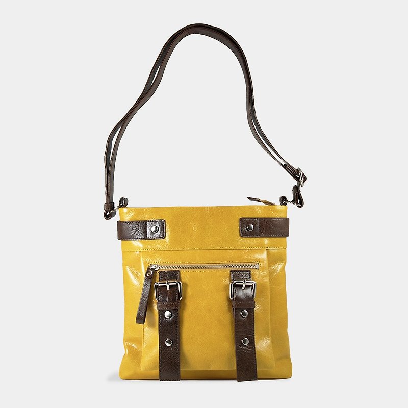 UN1真皮斜背袋/皮包/小包包/iPad包 – 黃色 - 側背包/斜背包 - 真皮 黃色