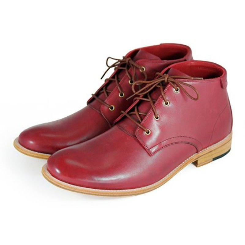Derby boots Sweet Violet M1123 Burgundy - Men's Boots - Genuine Leather Red