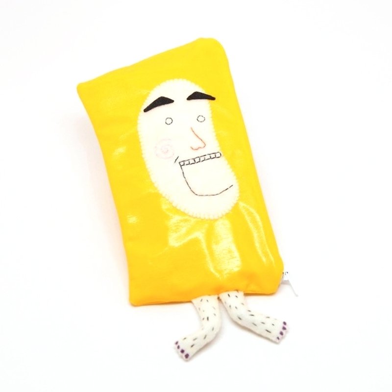 Mature Shock! Scared banana banana brother pencil bag / hairy feet banana pencil case - กล่องดินสอ/ถุงดินสอ - วัสดุกันนำ้ สีเหลือง