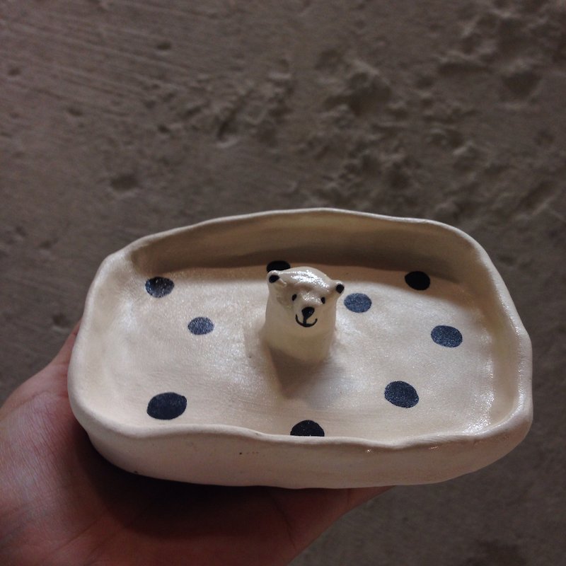 Bear polka dot - Small Plates & Saucers - Porcelain White