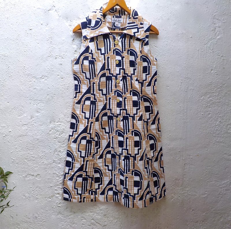 FOAK vintage building geometry Dress - One Piece Dresses - Other Materials Blue