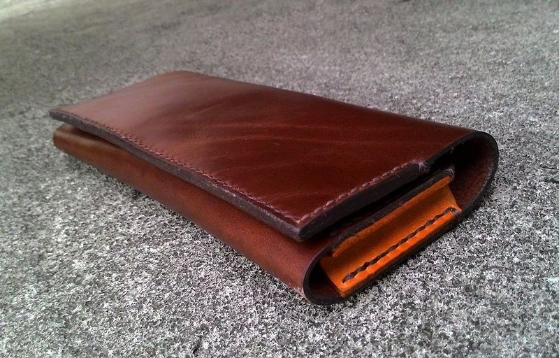 X-Simple long clip/long wallet/wallet - กระเป๋าสตางค์ - หนังแท้ สีนำ้ตาล