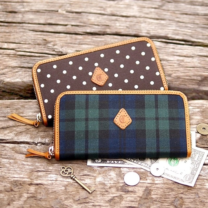 [Out of print products Limited Offer] Japanese sweet little plaid long clip Made in Japan by CLEDRAN - Wallets - Other Materials Blue