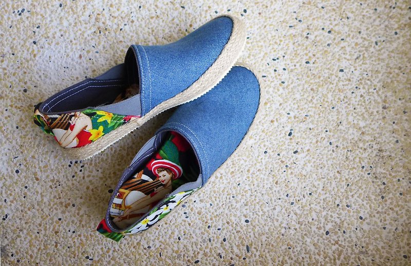 AIKA愛花製作所 手工輕便鞋 - 其他 - 棉．麻 藍色
