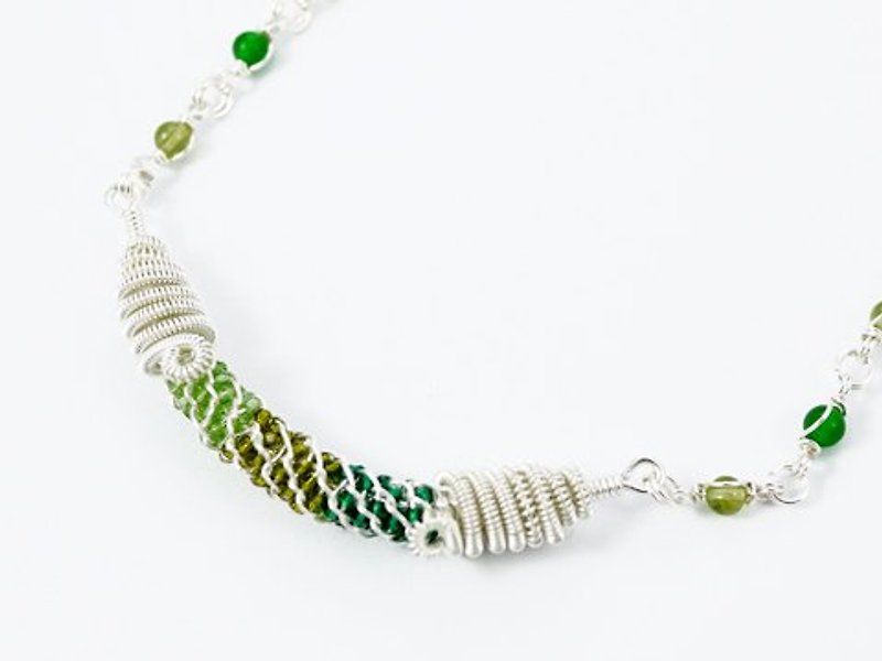 Green Crystal Necklace - สร้อยคอ - เครื่องเพชรพลอย 