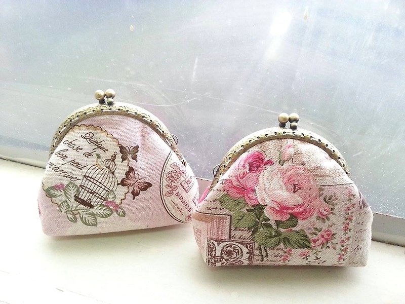 [Colorful] 8.5cm mouth gold package series - Poetry Spring - Coin Purses - Other Materials Pink