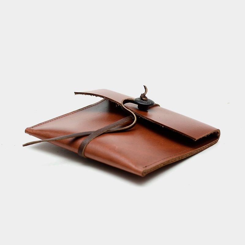 [Literature's file] Cowhide coin purse, reddish brown leather card holder, leisure card, business card holder wallet, custom lettering as a gift - กระเป๋าใส่เหรียญ - หนังแท้ สีนำ้ตาล