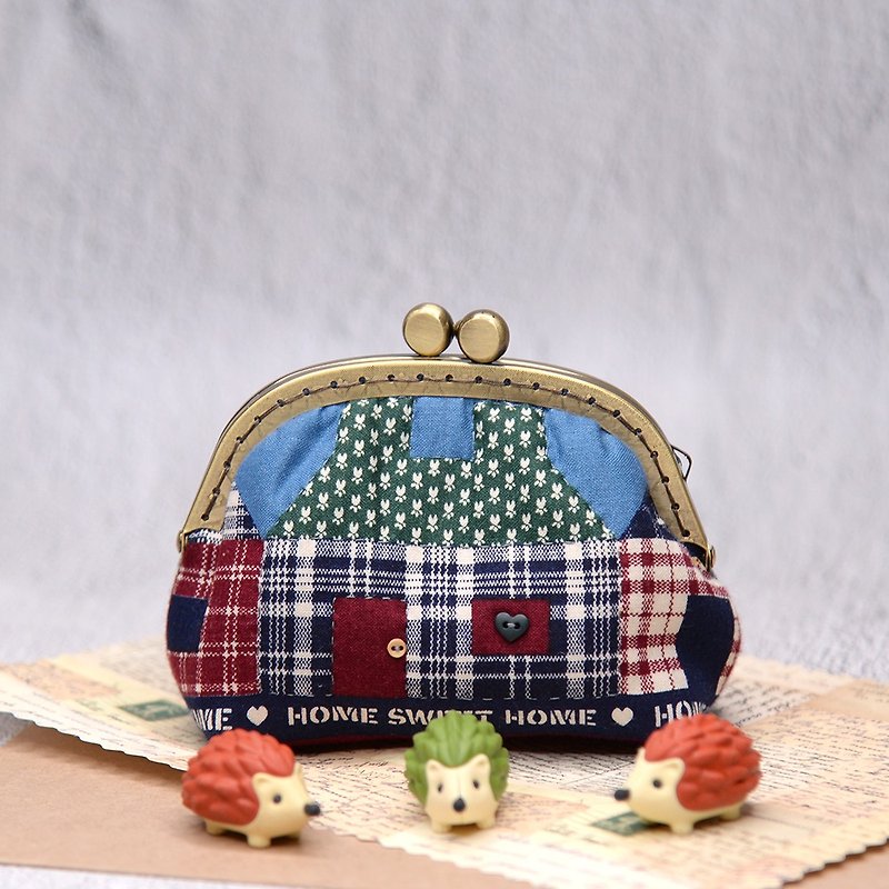 [Only one] Sweet house mouth gold coin purse - Coin Purses - Cotton & Hemp Blue