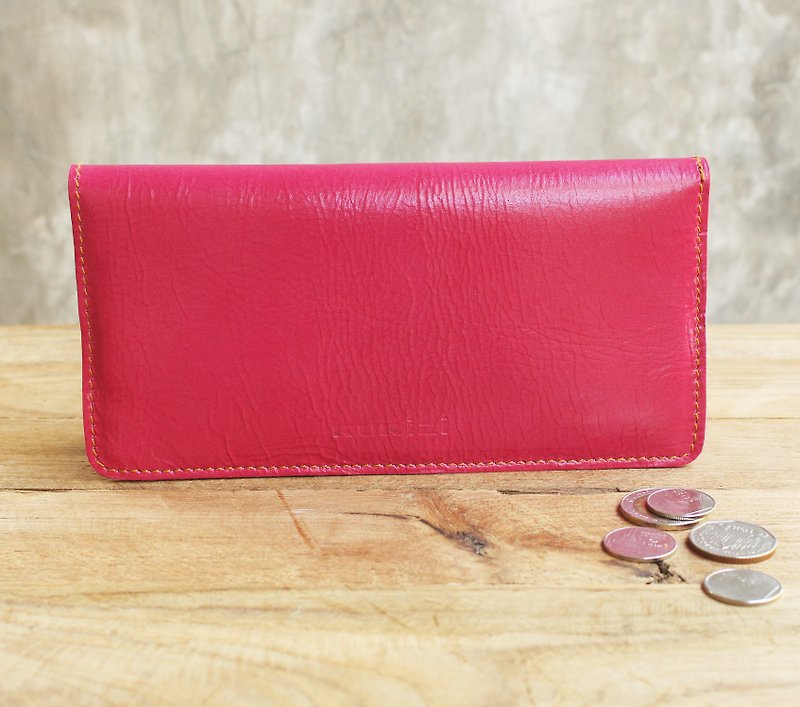 Wallet - My皮製長夾-粉紅色 - 長短皮夾/錢包 - 真皮 