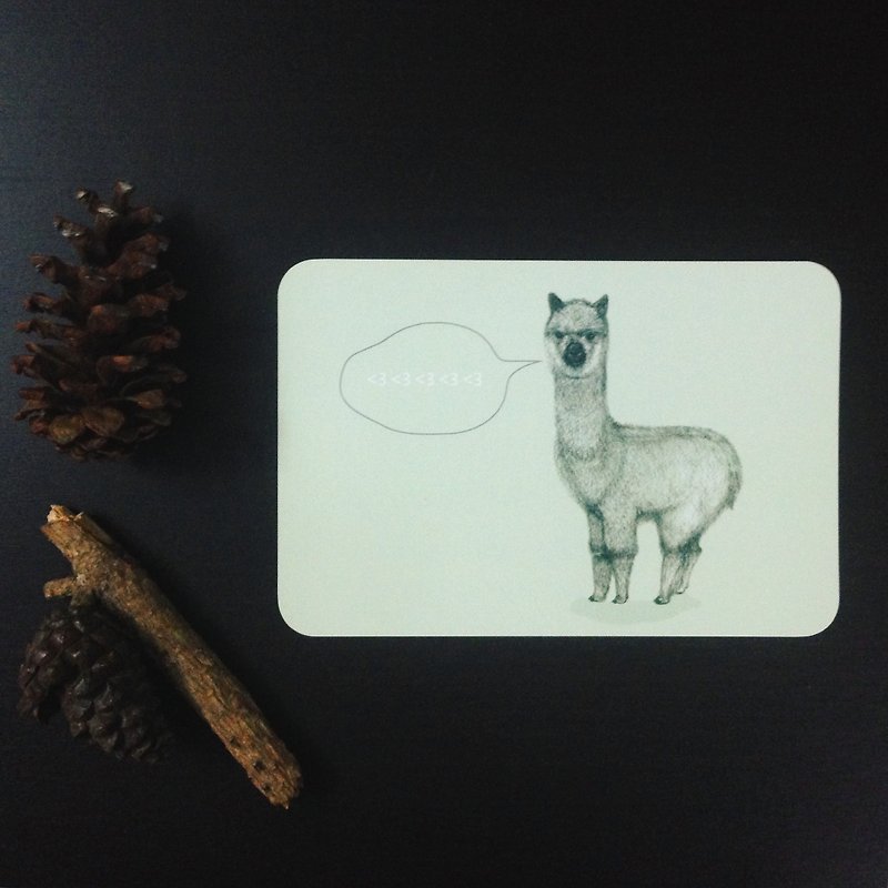 alpaca postcard - การ์ด/โปสการ์ด - กระดาษ สีเขียว