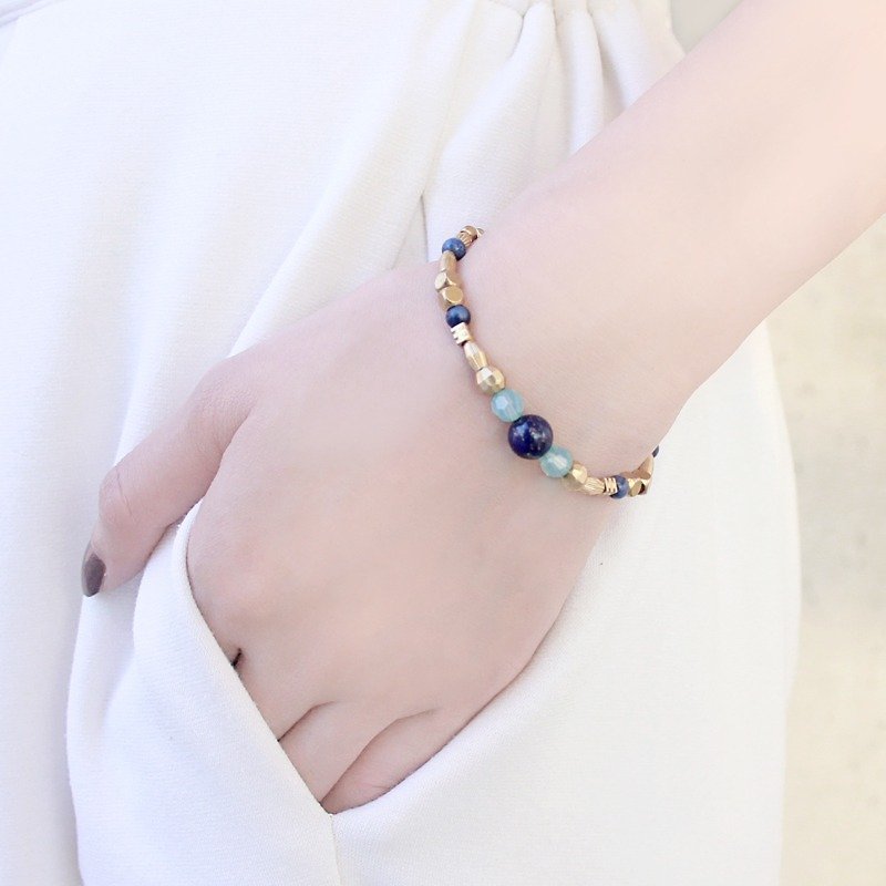 Gemini ◆constellation - Natural stone / Gemstone / Brass / Bracelet Jewelry design - Bracelets - Gemstone Blue