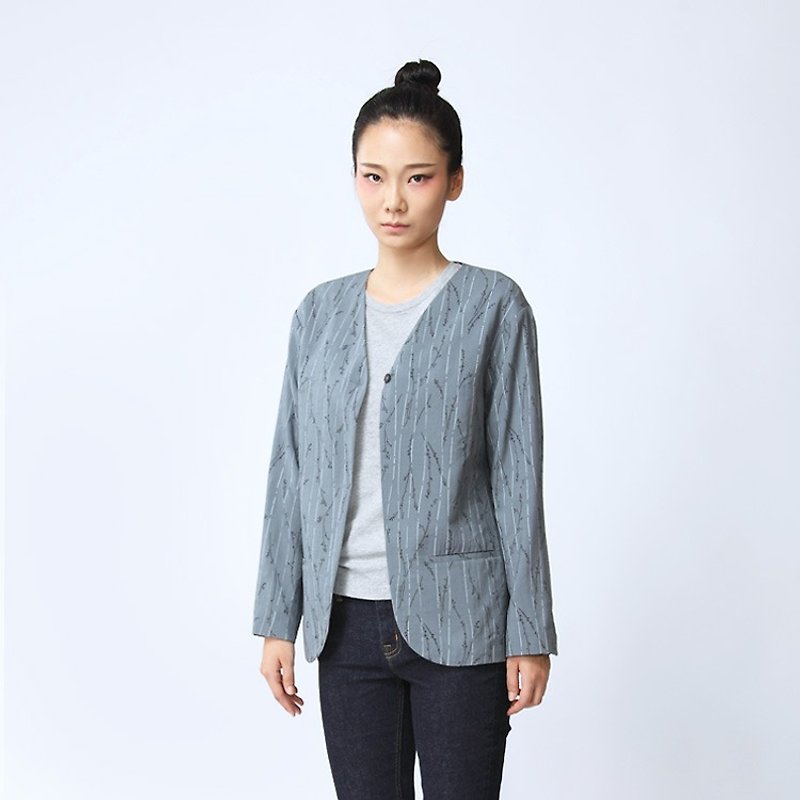 薄款 日本產 高端立體印花羊毛呢 中性幹練 薄款西裝外套 O150603 - 西裝外套 - 其他材質 藍色