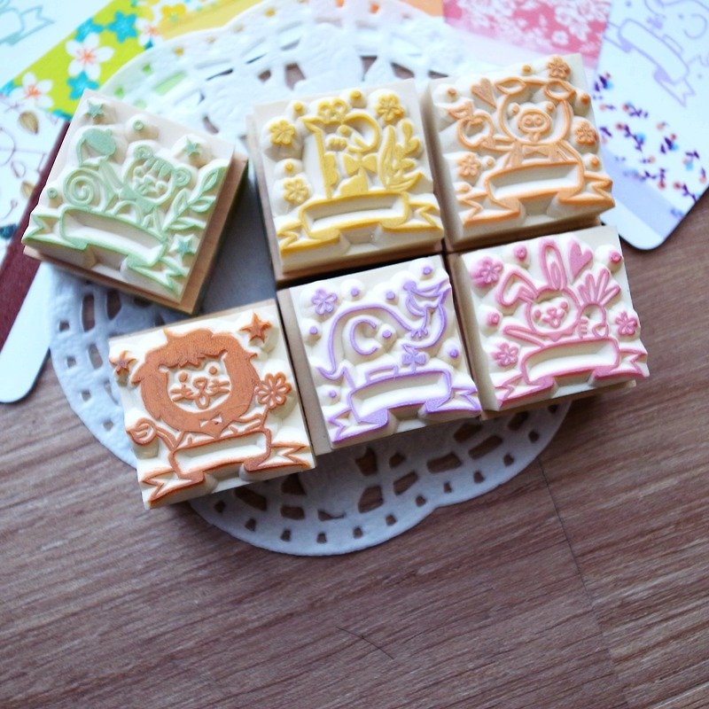 Red Warm Handmade Rubber Stamp-Forest Celebration Series Seal Set (6pcs) * - Stamps & Stamp Pads - Rubber Multicolor