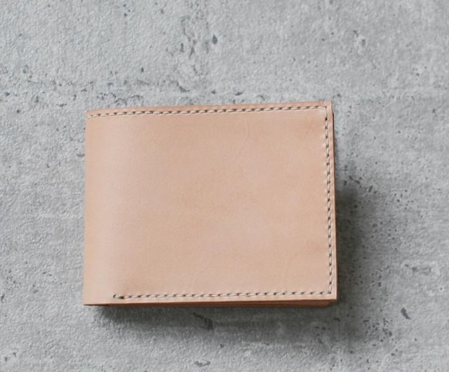 nude color vegetable cow hide leather wallet