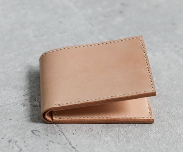 nude color vegetable cow hide leather wallet