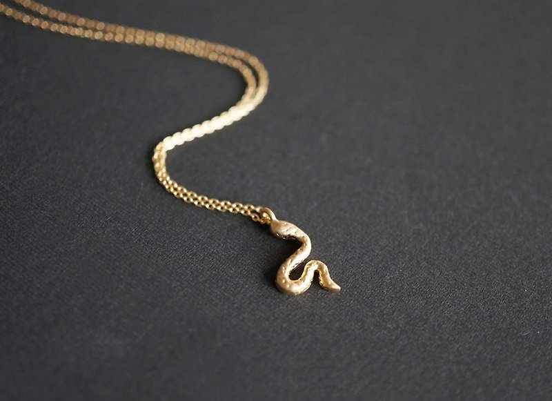【14 KGF】 Necklace, Matt Gold Snake - Necklaces - Other Metals Gold