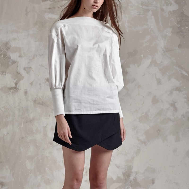 White long-sleeved zipper shirt (15S1SH06) - เสื้อผู้หญิง - ผ้าฝ้าย/ผ้าลินิน 