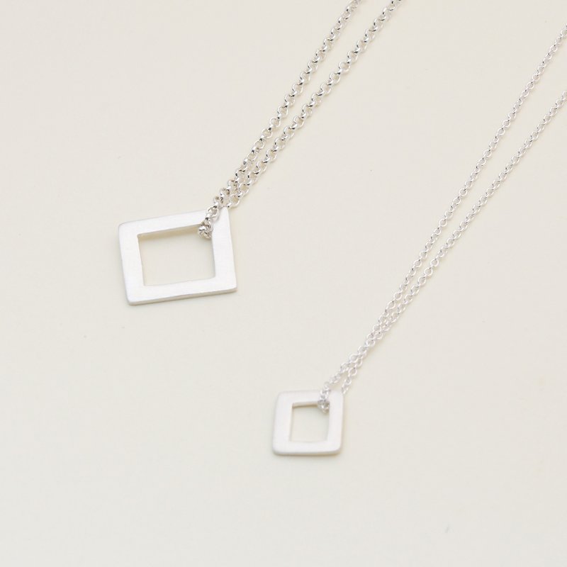 Frame in Pair Necklace - Necklaces - Sterling Silver Gray